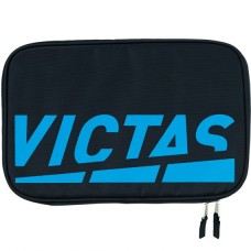 VICTAS PLAY LOGO RACKET CASE 乒乓球套, 黑藍色